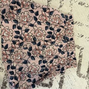 LOFT Floral Skirt - Pink and Navy